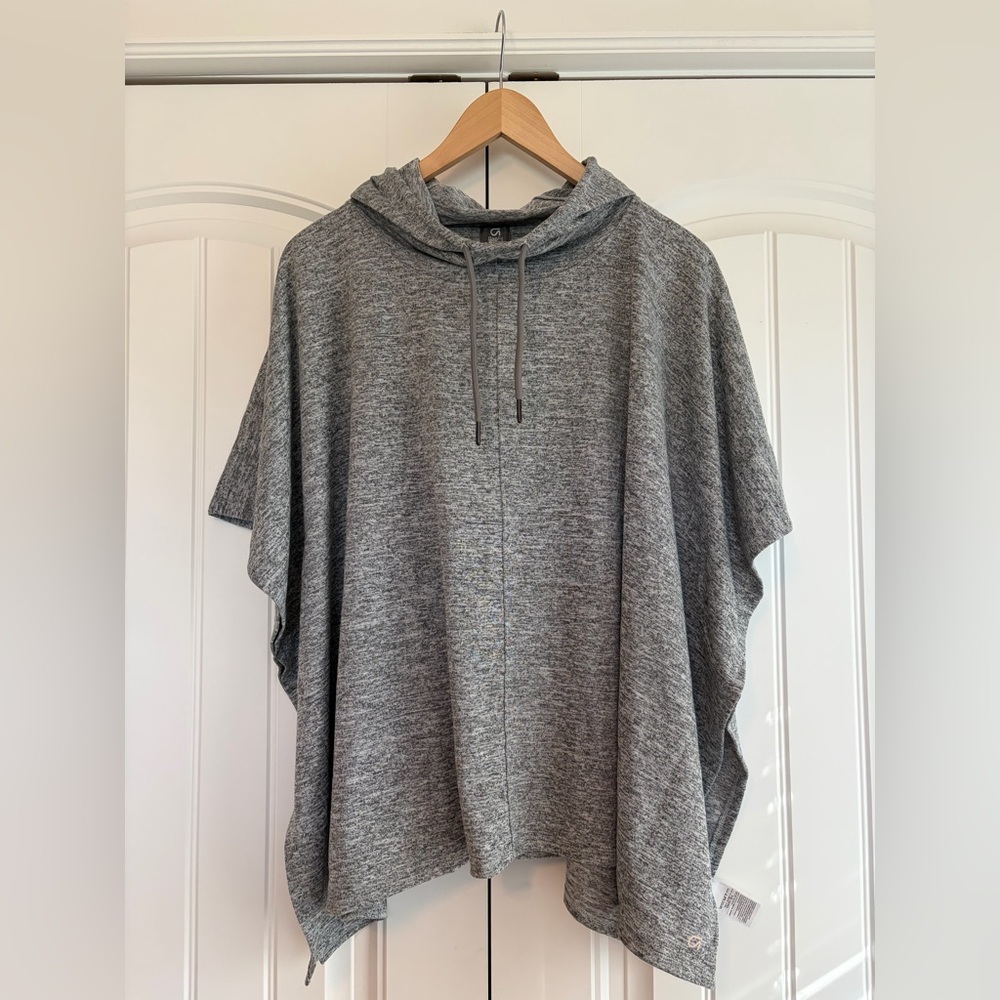 Gap Fit NWT Women's‎ Black & Gray Marled Hooded Poncho Size S NEW